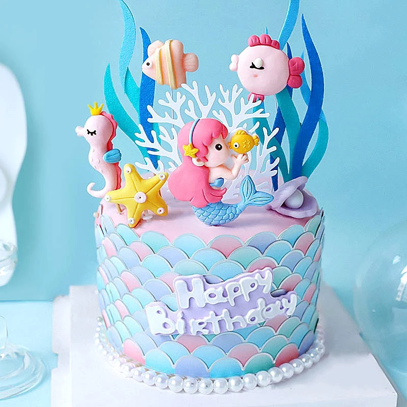 Fish Animal Cake Topper Decor Birthday Cake Under The Sea Party Mermaid Party 1st First Birthday Party Decor Kids Baby Shower