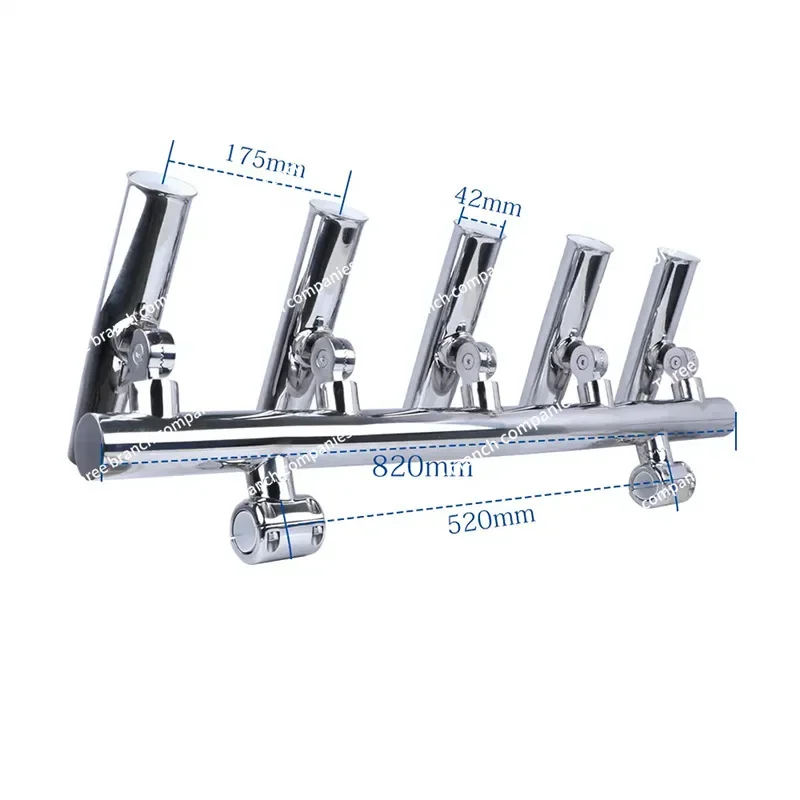 5-Pipe row fishing rod holder, marine yacht hardware accessories stainless steel