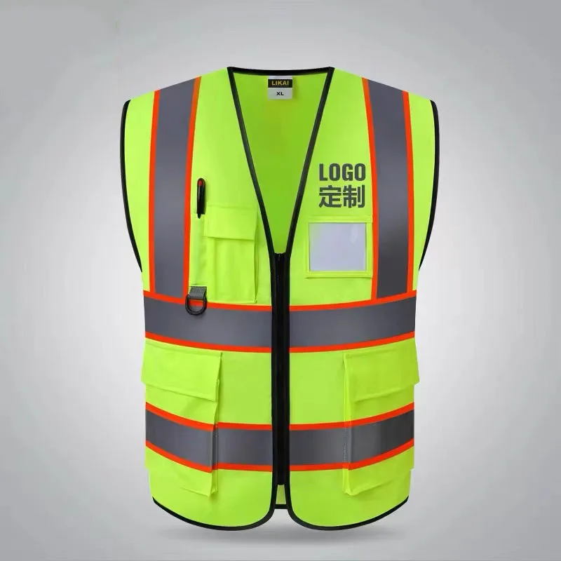 New Customizable Logo High visibility Reflective Safety Vest for Construction Workers Night Safety Work Clothes