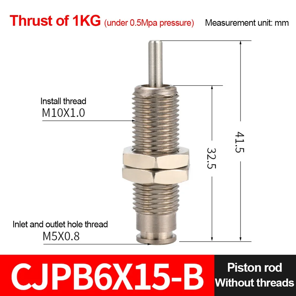 1Pcs Bore 6/10/15mm CJPB Pneumatic Cylinder SMC Type Single Acting Thread Pneumatic Cylinder Metal Stroke 5-20mm
