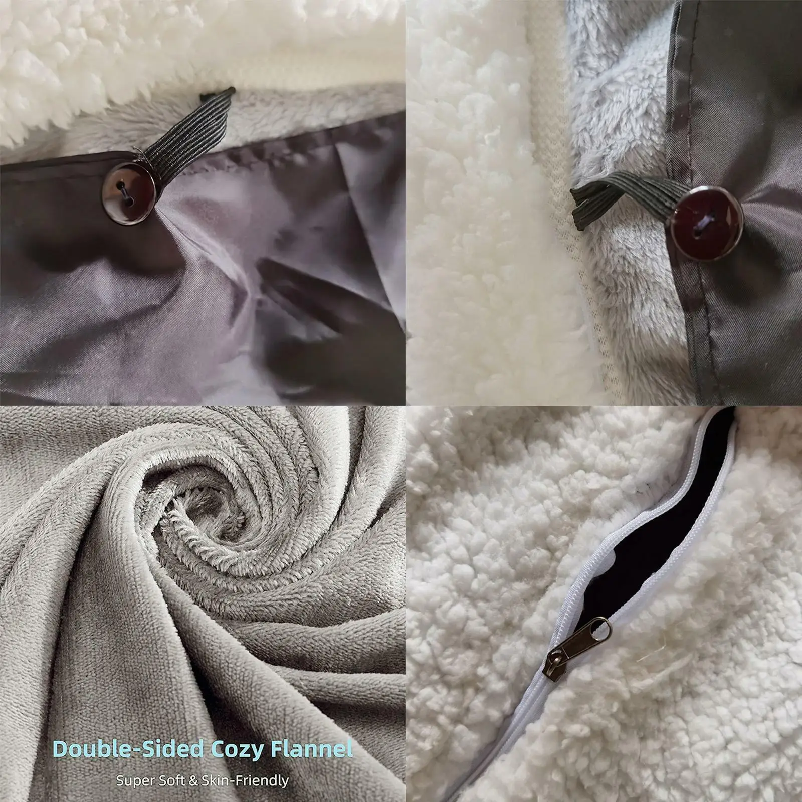 USB Heated Shawl Wearable Electric Blanket Multifunctional Portable Flannel Blanket for Travel Home Office Use, Light Grey,