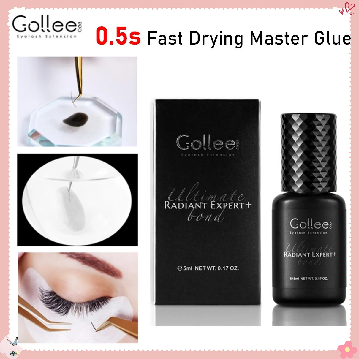 

Gollee 0.5s Eyelash Extension Glue Fast Drying Professional Eyelash Adhesive Waterproof Lashes Supplies For Salon Eyelash Glue