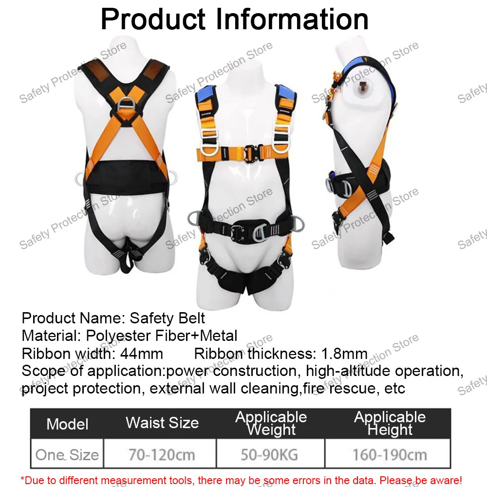 High Altitude Work Safety Harness Full Body Five-point Safety Belt Safety Rope Climbing Construction Body Protection Equipment
