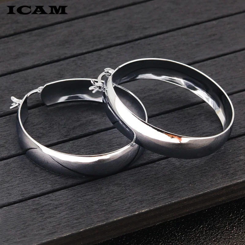 ICAM  Gold Color Circle Oversize Earring Set For Women Vintage Wide Statement Hoop Earring Ladies Jewelry Wholesale 2019
