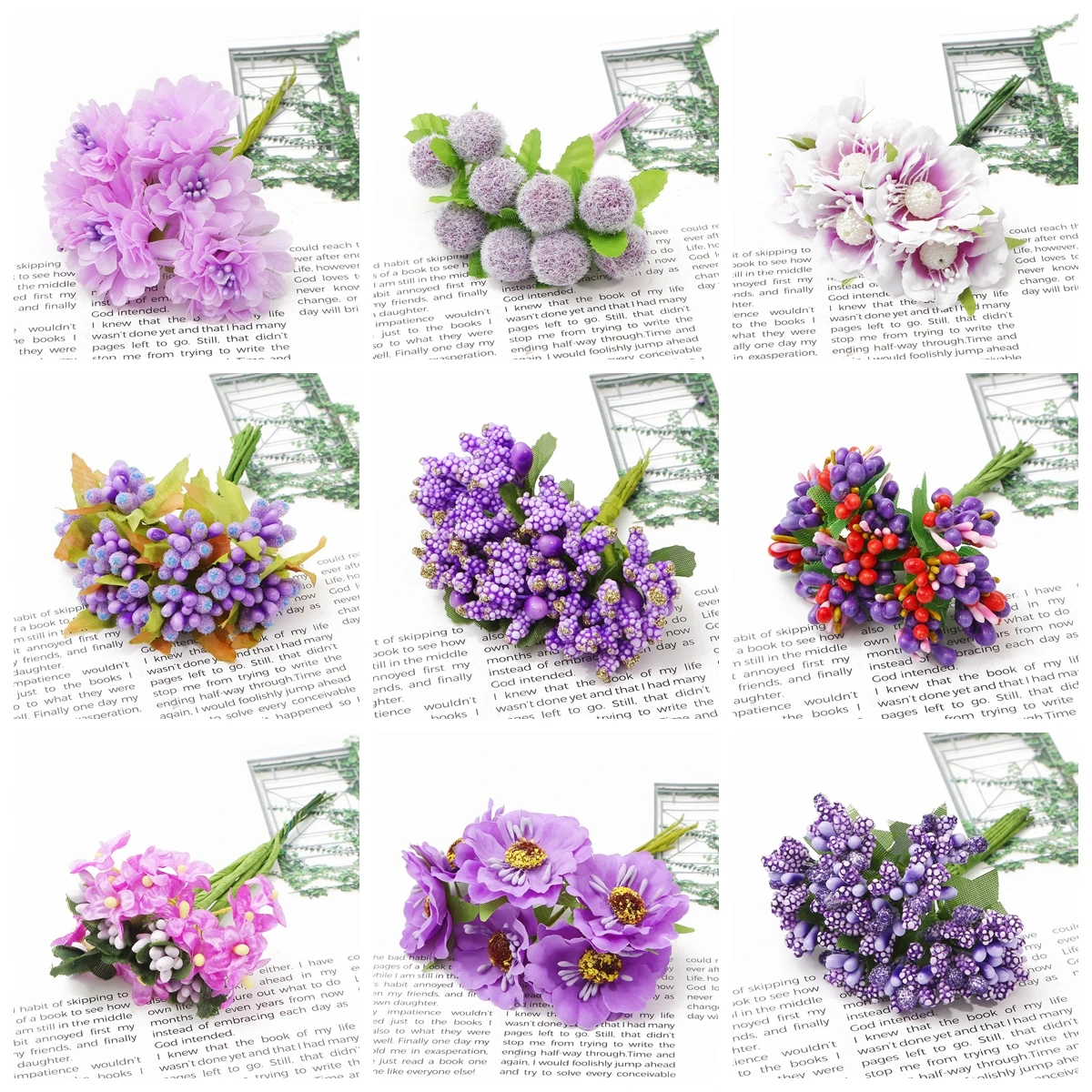 Lila künstliche Blumen simuliert Blumenstrauß Laverder Pflanzenblatt für Hochzeit Blumenzubehör Tischdekoration Party Home Decor – Detail 2