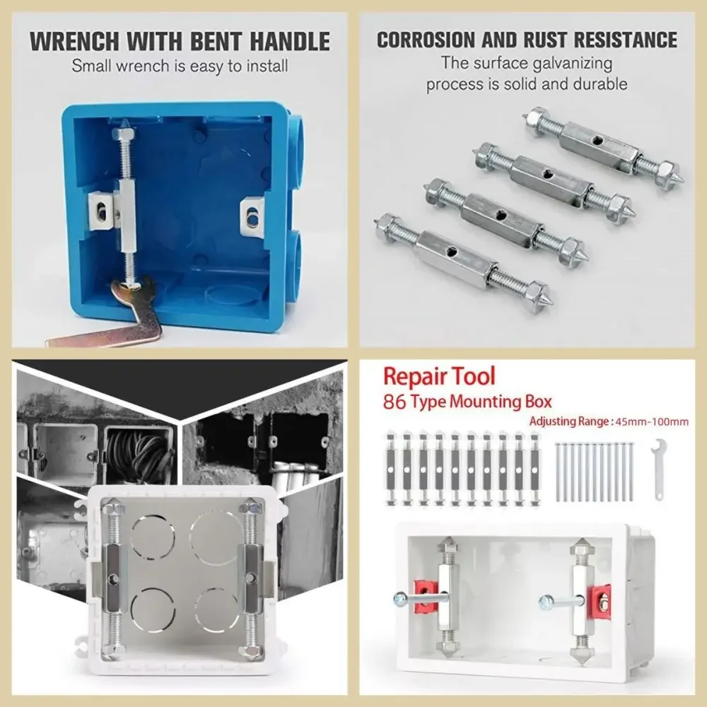 10pcs Switch Box Maintenance Device Universal 86 Switch Concealed Box Bottom Box Damage Repairer Junction Box Remedy Spacer