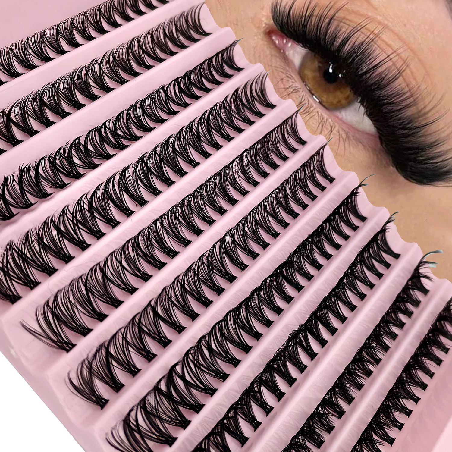 200Pcs Individual Eyelash Clusters, 30D-80D D Curl 9–16mm Eyelash Extensions, Natural& Versatile& Thick DIY Eyelash Clusters