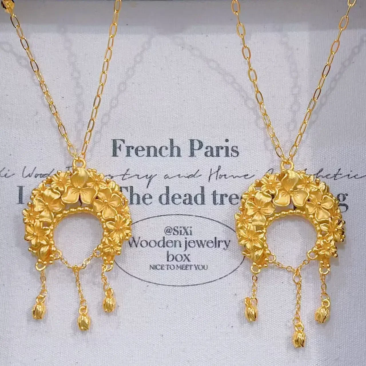 Goldpure Luxury 24K 9999 Pure Gold real gold Splendid Flower Group Hydrangea Pendant Necklace Women's Clavicle Chain