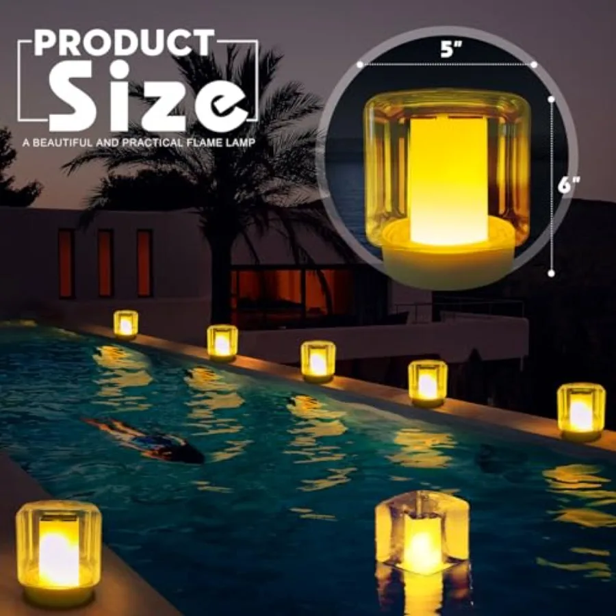 Floating Pool Lights, Solar Flame Pool Lights Waterproof, Square Pool Light, Glow in The Dark Light Up Swimming Pools Accessori