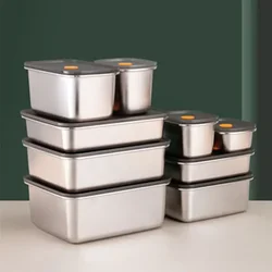 250ML/600ML/1000ML 304 Stainless Steel Bento Lunch Box with Lid Food Containers Fresh-keeping Box Home Leak-Proof Storage Box