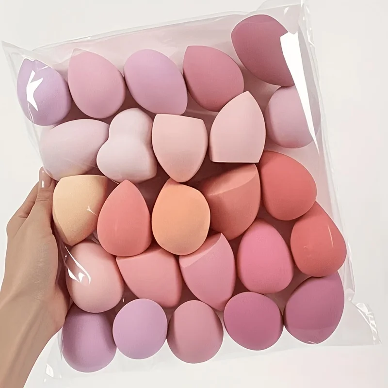 Juego de esponjas hidrófilas para maquillaje de 7/18 piezas - Aplicadores sin látex para base/polvo y contorno/iluminador |   Kit para uso diario y fiestas, en seco y húmedo