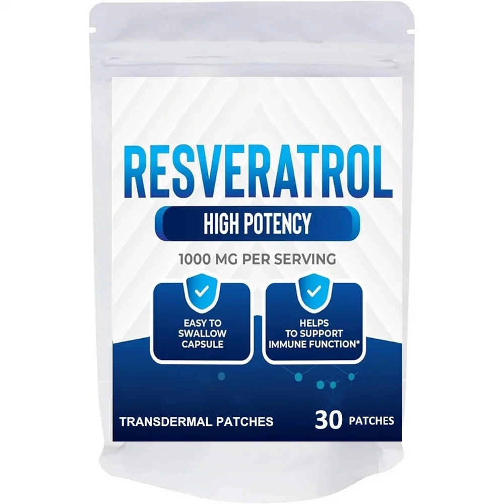 30 Patches Resveratrol Transdermal Patches Antioxidant Supplement Helps Support Anti-Aging and Immune System