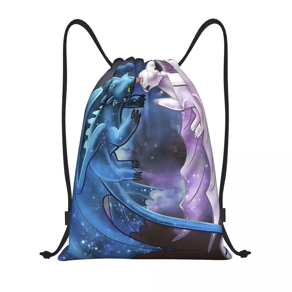 

Dragon Heart Starry Dragons Toothless And Light Fury Sports Drawstring Backpack Sport Fitness Travel Outdoor Sackpack