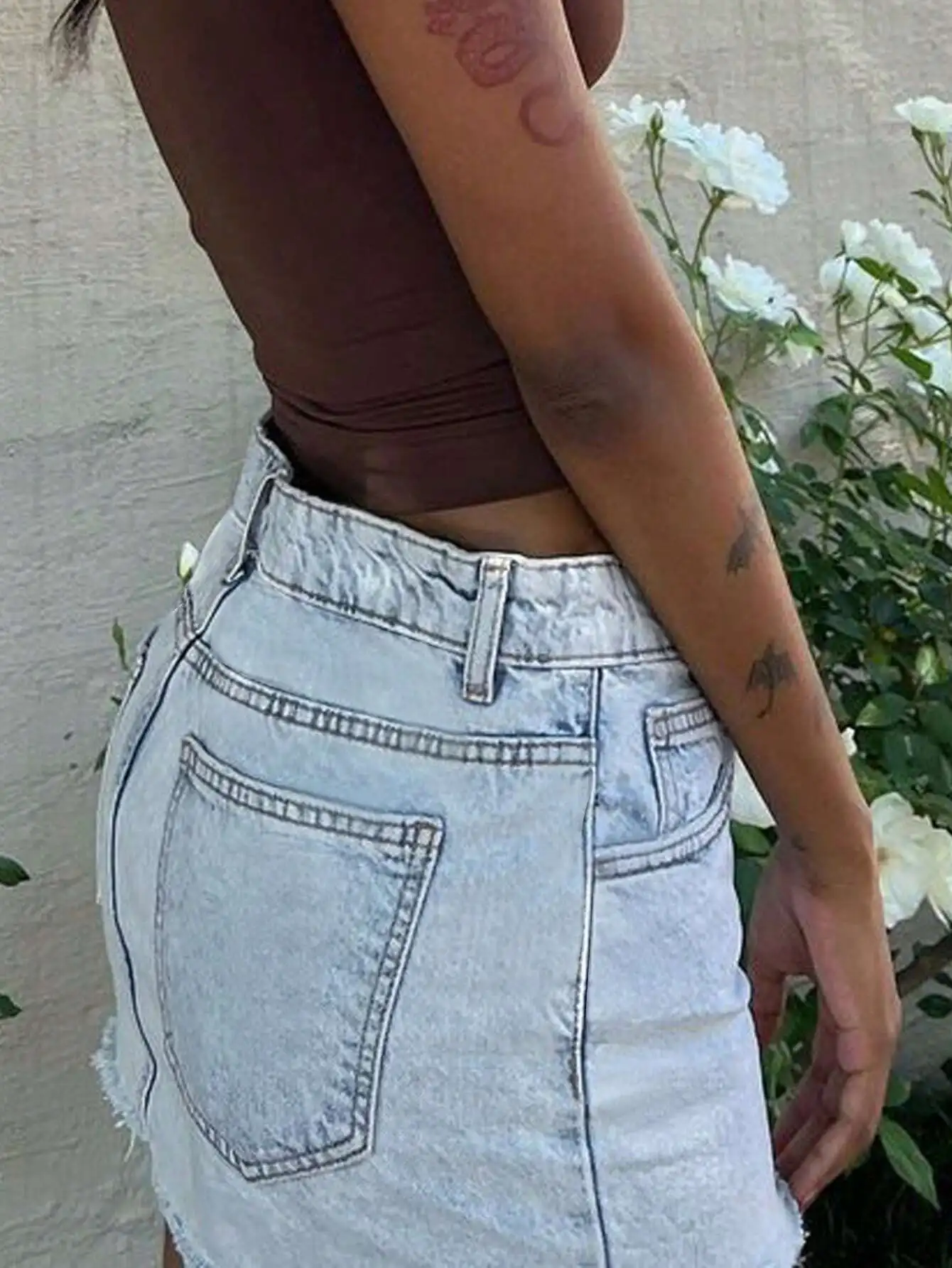 

Мини-юбка А-силуэта из выстиранного денима в стиле Y2K для женщин, повседневная, облегающая, весна-лето