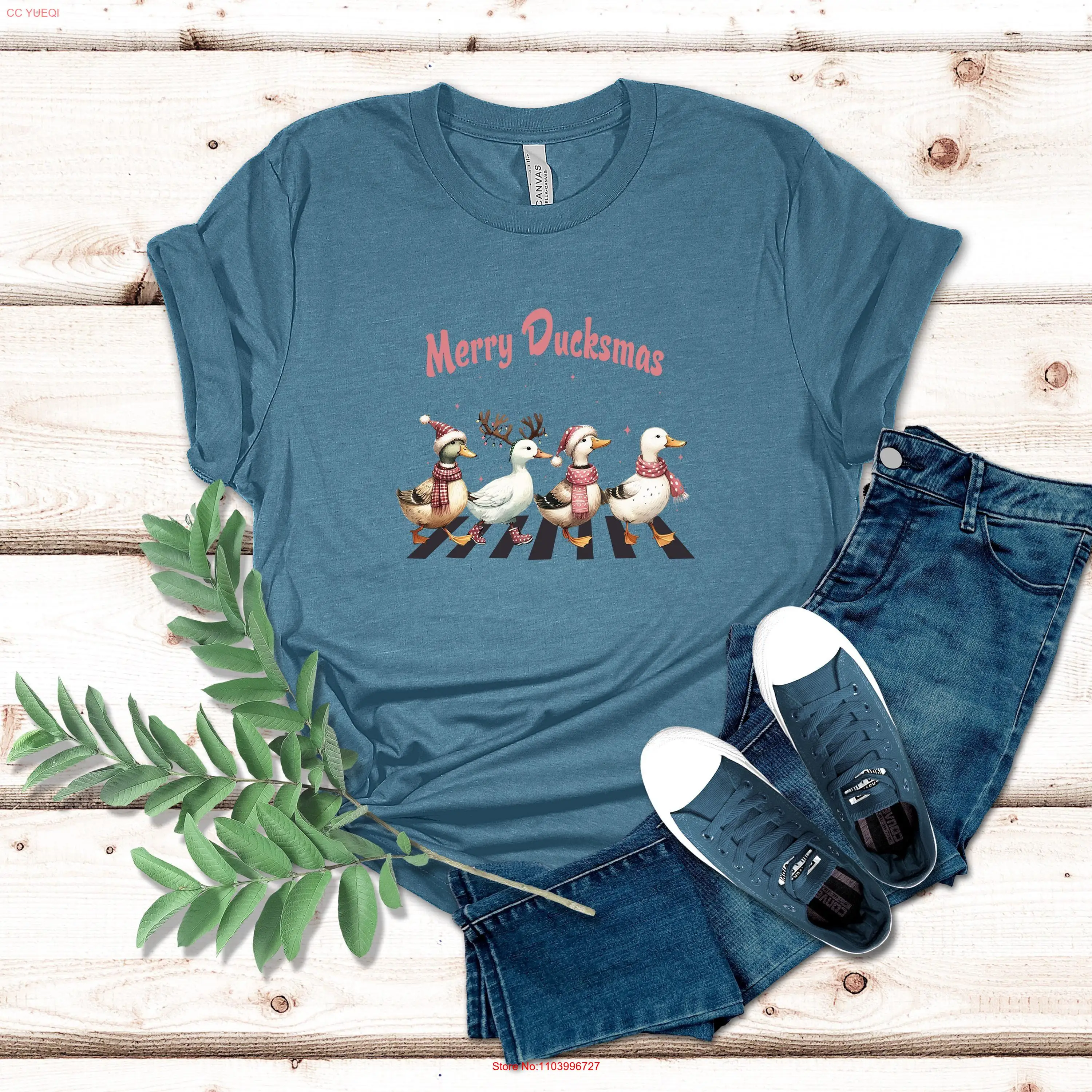 

Футболка Merry Duckmas, рождественская футболка Duck Lover, забавная женская футболка с круглым вырезом, длинными или короткими рукавами