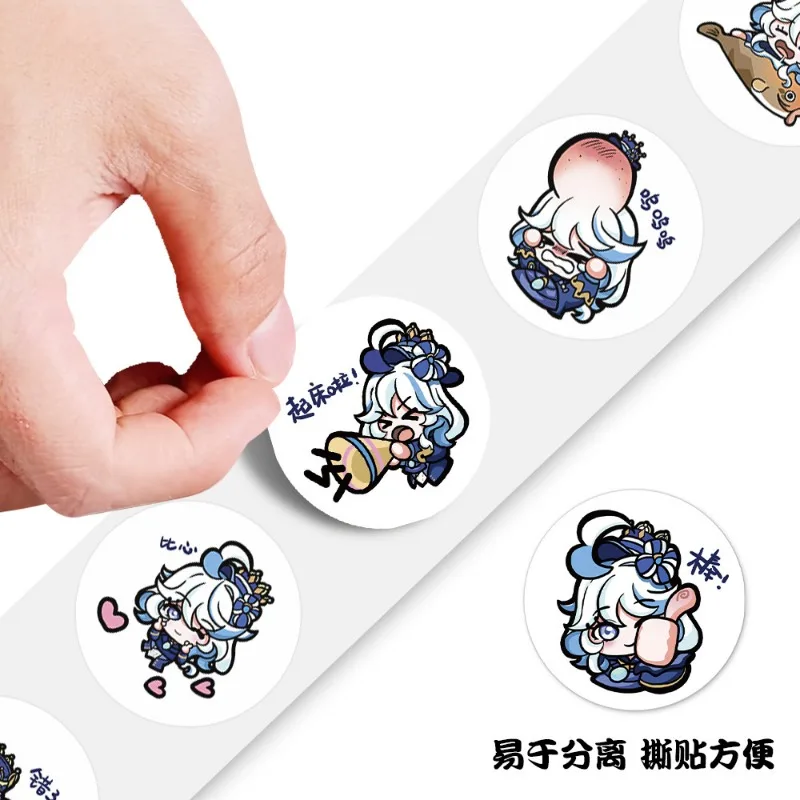 500PCS Genshin Impact Furina Hot Games 2D Peripheral Q Version Scroll Sticker Hand Account Seal Sticker Comic Exhibition Gifts