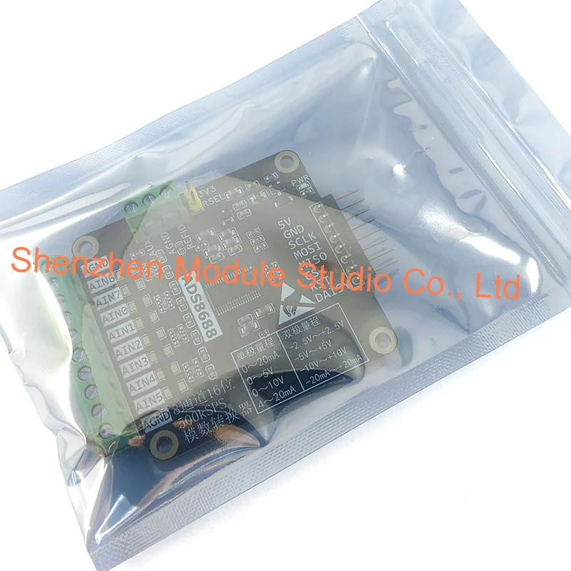Moduł ADS8688, 8 kanałów, 500kSPS, 16-bitowy przetwornik ADC, przetwornik analogowo-cyfrowy, ±10V 0-10V Bipolarny Unipolarny — zdjęcie produktu 5