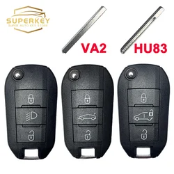 SUPERKEY 플립 원격 자동차 키 쉘 케이스, 시트로엥 에어크로스 C3 C4 C5 C6, 푸조 308 4008 RCZ 508 2014 2017 2019 HU83 VA2 용