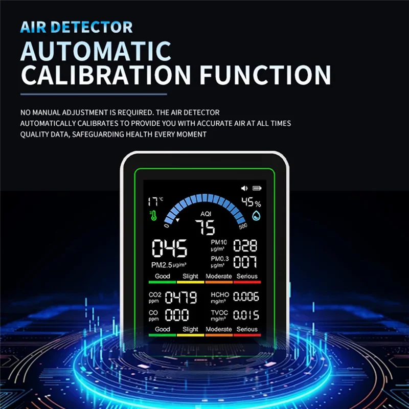 

【Вспышка!】10-в-1 монитор качества воздуха формальдегид тестер температуры и влажности формальдегид CO 2 детектор для внутреннего/наружного применения
