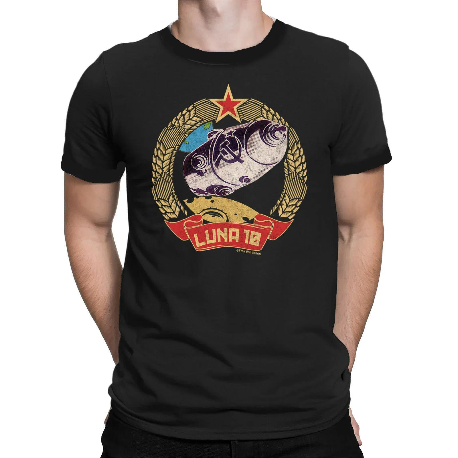 

Russian LUNA 10 Robot Soviet Union Lunar Probe USSR Space Program T-Shirt. Summer Cotton Short Sleeve O-Neck Mens T Shirt New