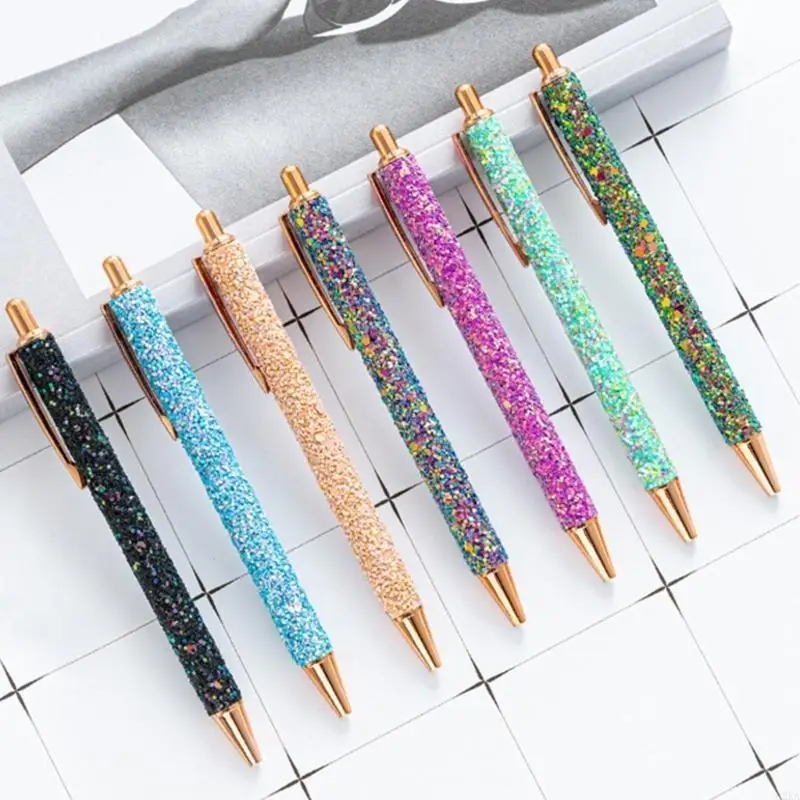 62ka Fancy Sequins Pen Colorido Pen bolín para mujeres Pen retráctil retráctil 1.0 mm