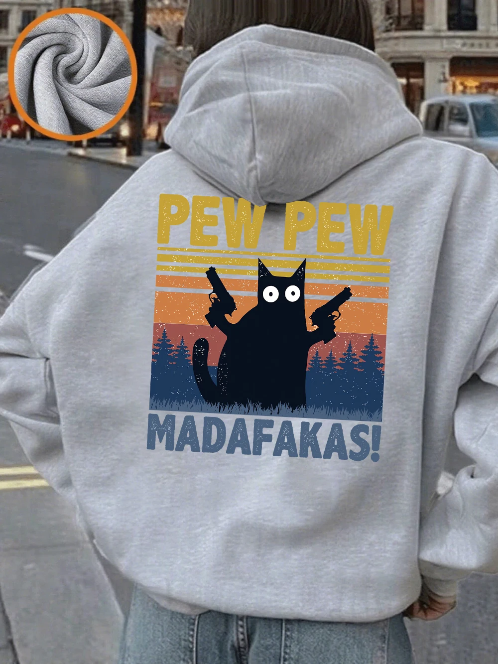 

Толстовки с принтом Pew Pew A Cat, женские базовые свободные толстовки, зимние флисовые теплые пуловеры, повседневная удобная женская одежда