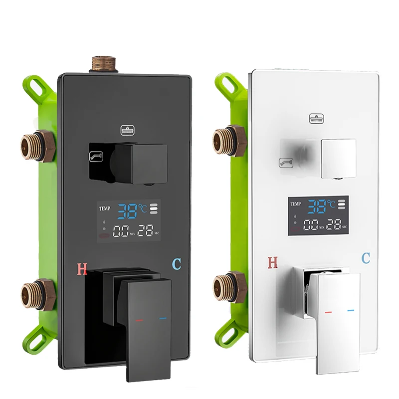 

Белый и черный цифровой дисплей PP-R смеситель для ванны с душем и открытым смесителем для ванной комнаты с постоянной температурой для кухни