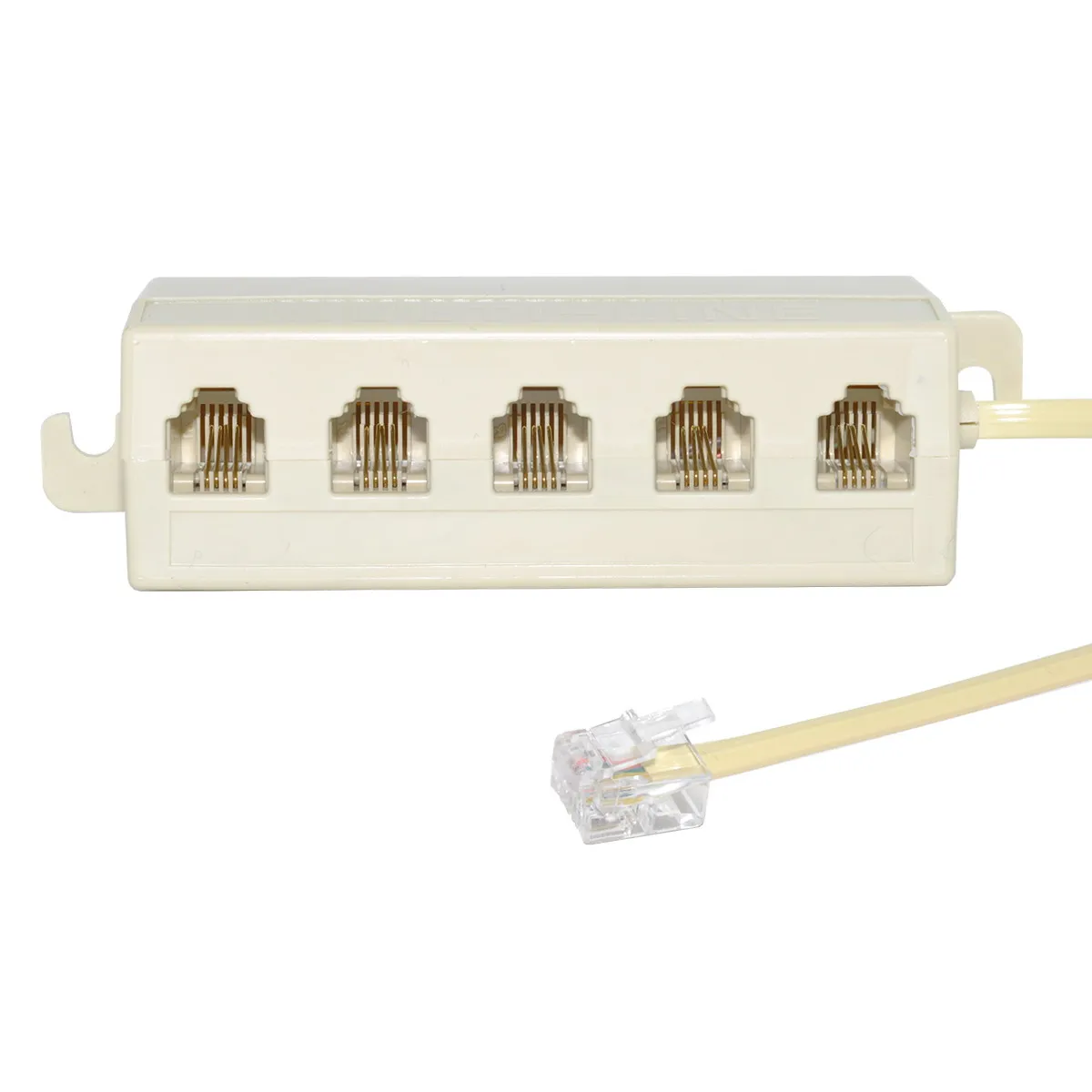 CY Zihan Beige Color 5 Way Outlet 6P4C RJ11 RJ12 Telephone Phone Modular Jack Line Splitter Adapter  1-in-5-out