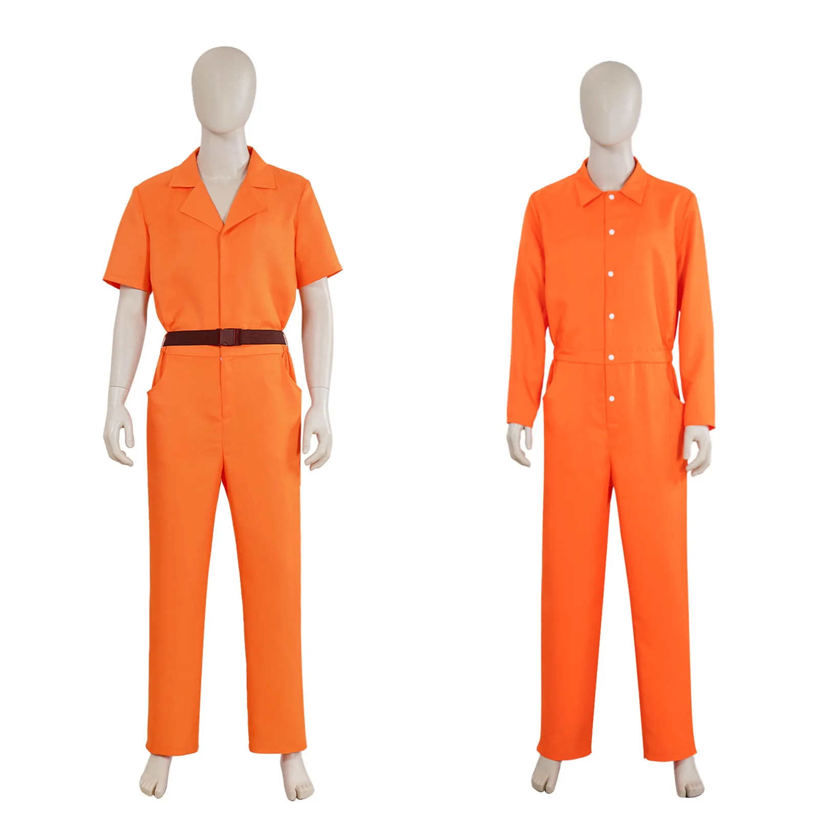 

Adult Prison Uniform Work Jumpsuit Cosplay Costume Orange Long Sleeve Jumpsuit Jail Party Outfit Halloween