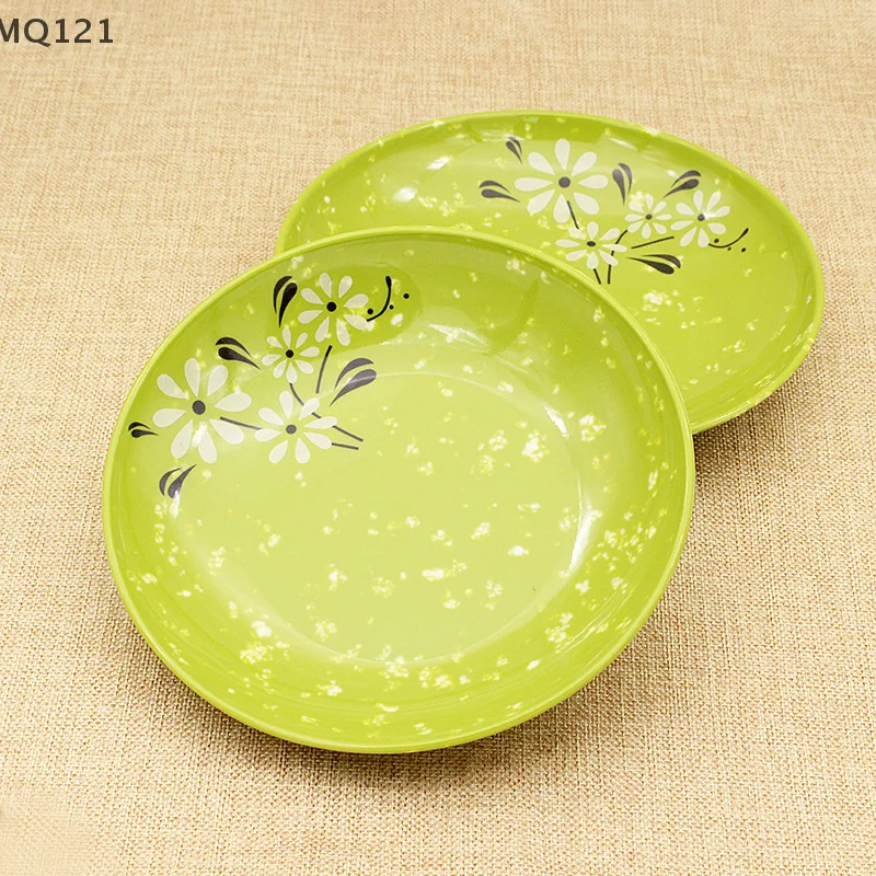 Bruchsichere Melamin-Teller, verdickte Blumenteller, Kunststoff-Lebensmittelgeschirr, chinesische Gerichte, Nachahmung von Porzellan, 20,3/9/10 Zoll