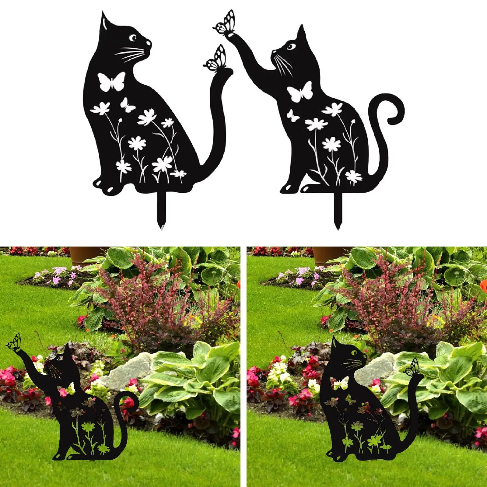 

Cat Decorative Garden Stake Lawn Ornament Patio Porch Gift,Outdoor Animal Decor Silhouette Yard for Flowerbeds Fence Festival