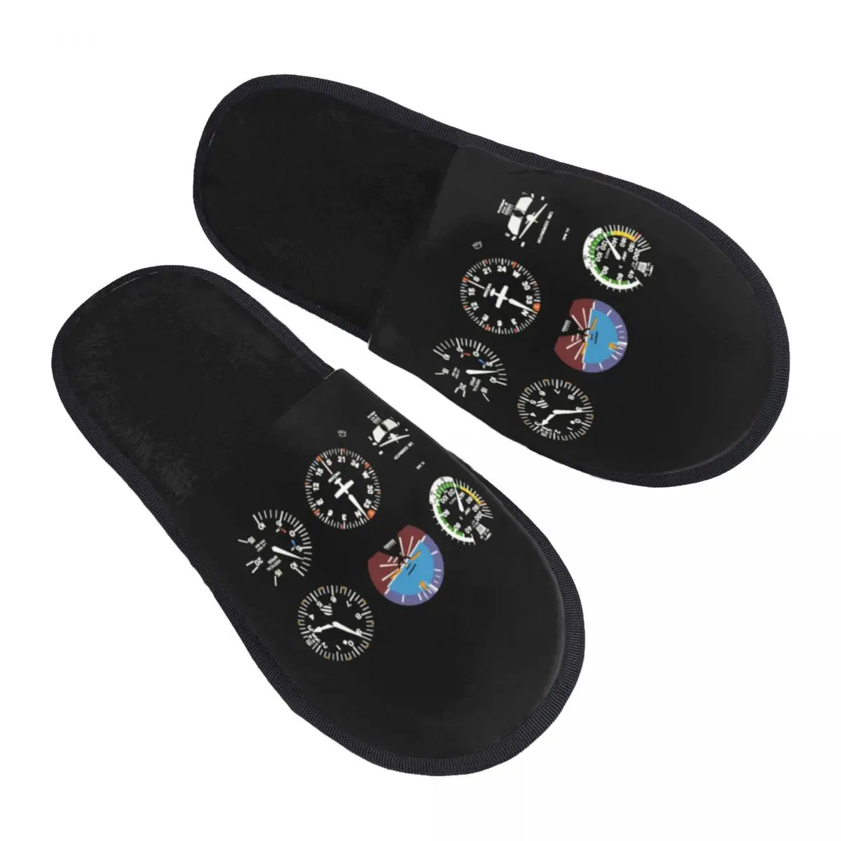 Custom Cockpit Six Dials Flight Simulator Pilot Memory Foam Slippers Women Soft Warm Airplane Aircraft House Slippers