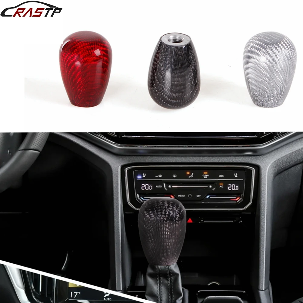 

Universal Carbon Fiber Oval Manual Gear Shift Knob With Adapter for Most Car Decorations Classic JDM Style Black Red Silver