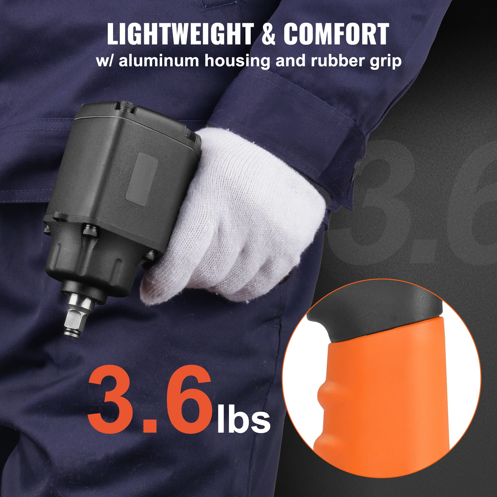 Air Impact Wrench, 3/8-Inch Drive Air Impact Gun, Up to 690ft-lbs Nut-busting Torque, Lightweight Pneumatic Impact Wrench for Auto Repairs and Maintenance