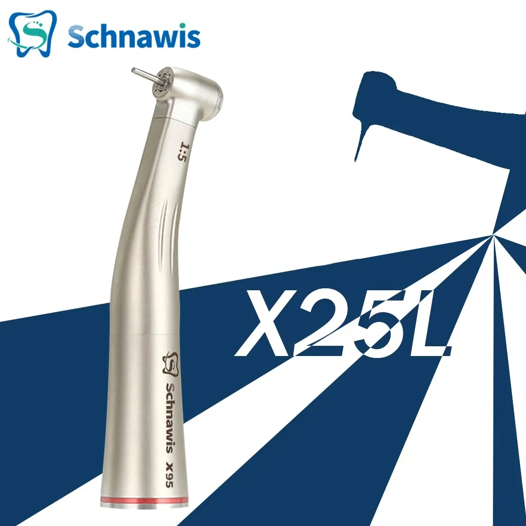 

Push Button 1:5 Dental Contra Angle Handpiece Increase Speed Handpiece Mini Head X95L Inner Water Spray Red Ring