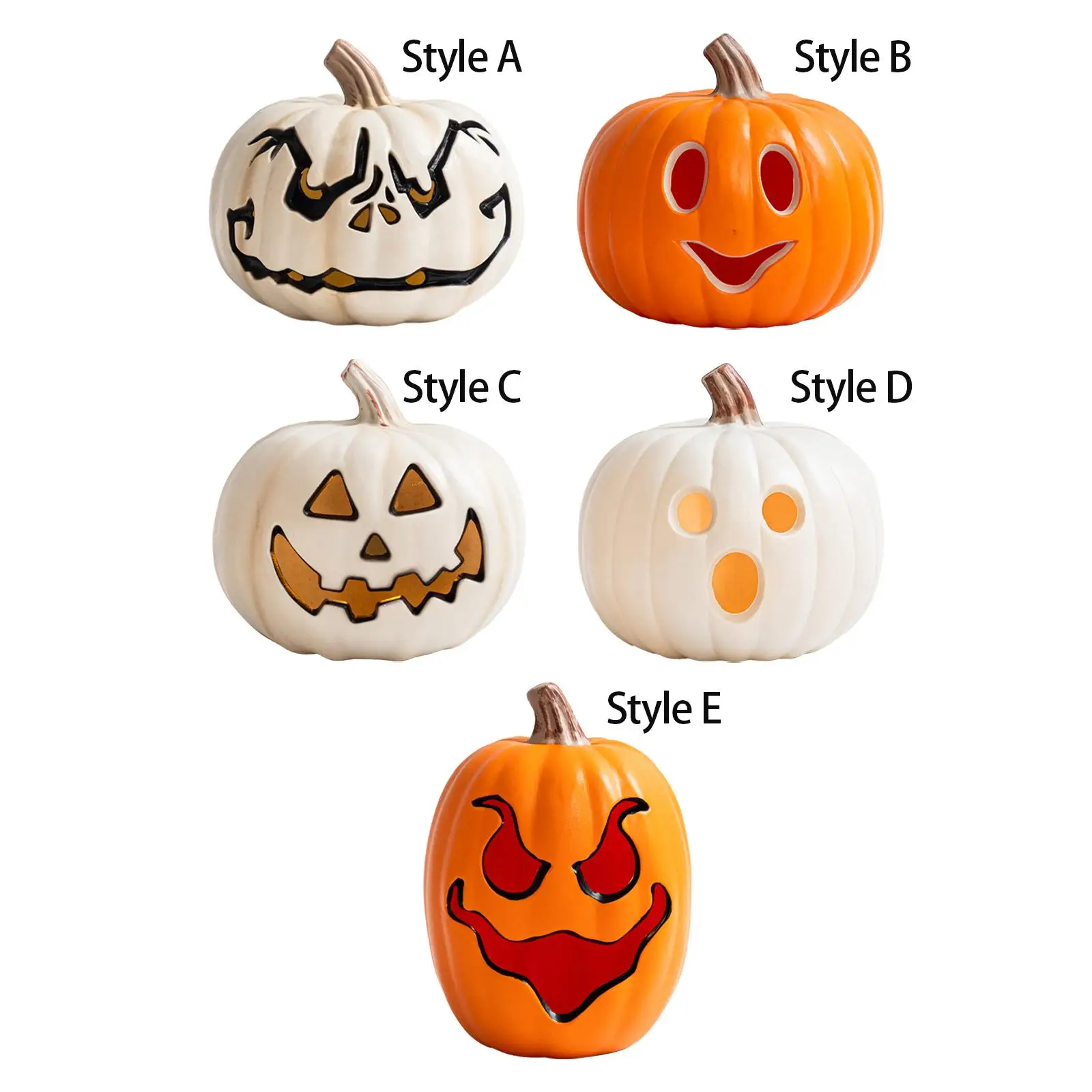 Halloween Pumpkin Light Resin Pumpkin Sculpture Art Crafts Adorable Micro