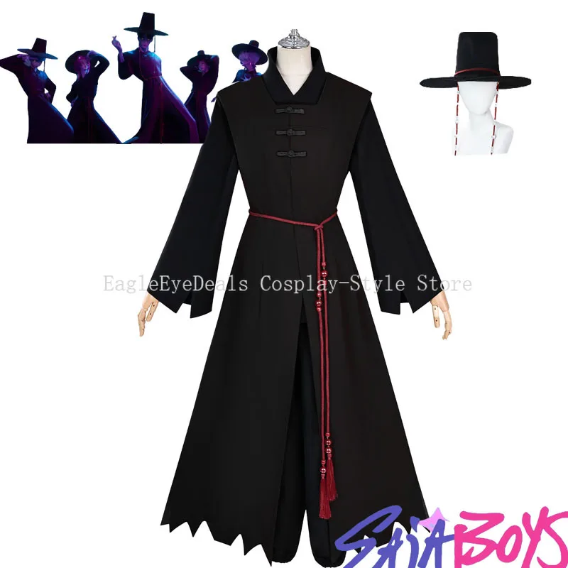 Kpop Demon Hunters Jinu Baby Saja Your ldol Cosplay Costume Anime Movie Dark Devil style Uniform Send a hat Halloween Cool Up