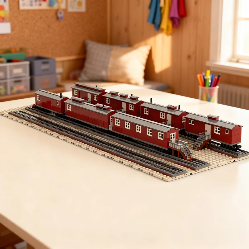 

Набор для сборки 9278 деталей: Модель поезда-лесопилки MOC, серия Camp Cars, 4 вагона. Креативный конструктор DIY, подарок, декор для витрины. Премиум-класс для взрослых и детей.