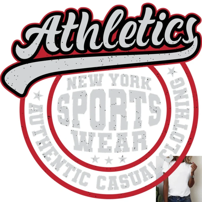Vintage Sports Style Athletics New York Sports Print Heat Transfer White Ink Iron - on Patch, Suitable for T - Shirts/Clothing,