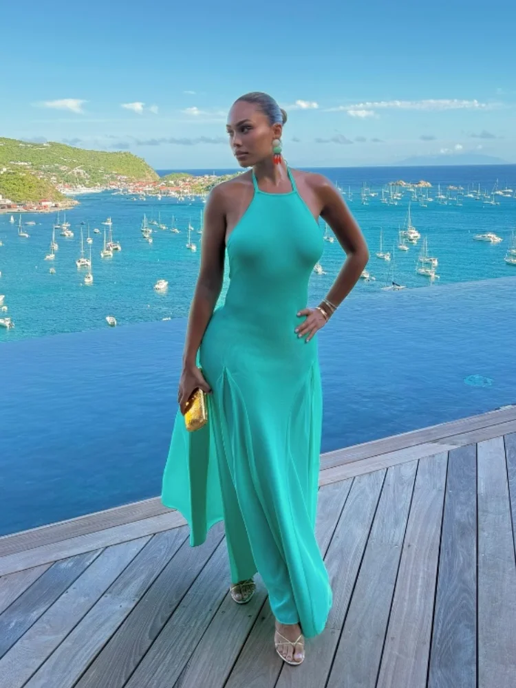 Trendy Elegant Long Slip Gown Vintage Chic Designer Stylish Slim Fit Women's Dress Summer Party Eye-catching Lady Streetwear