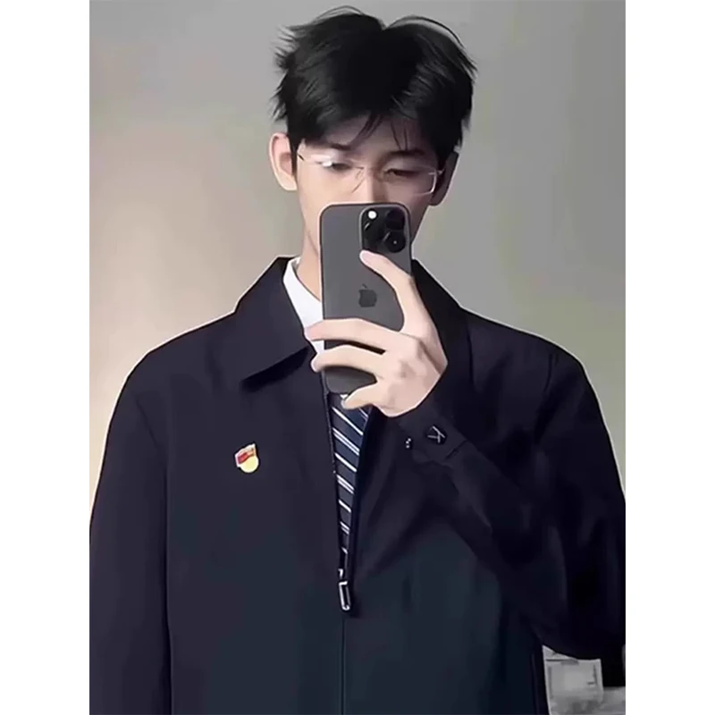 

Cleanfit Mature Sle Men's Adstrative Jaet Spring Autumn Faionable Windproof Long Sve Zipper Closure Casual Coat