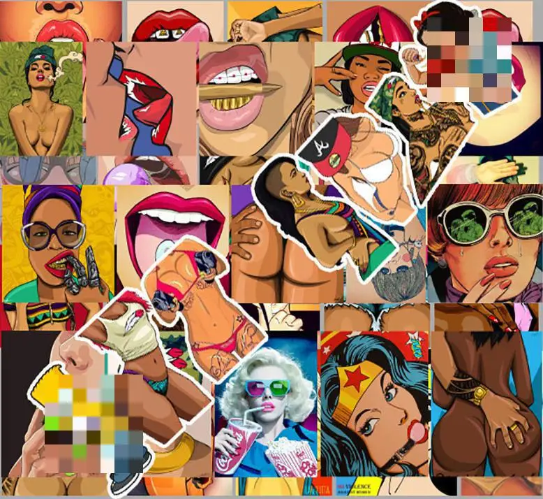 10/30/47pcs Unique Personality Graffiti Stickers Fashion Tide Brand Sexy Cartoon Stickers Waterproof Diy Laptop Decor Stickers