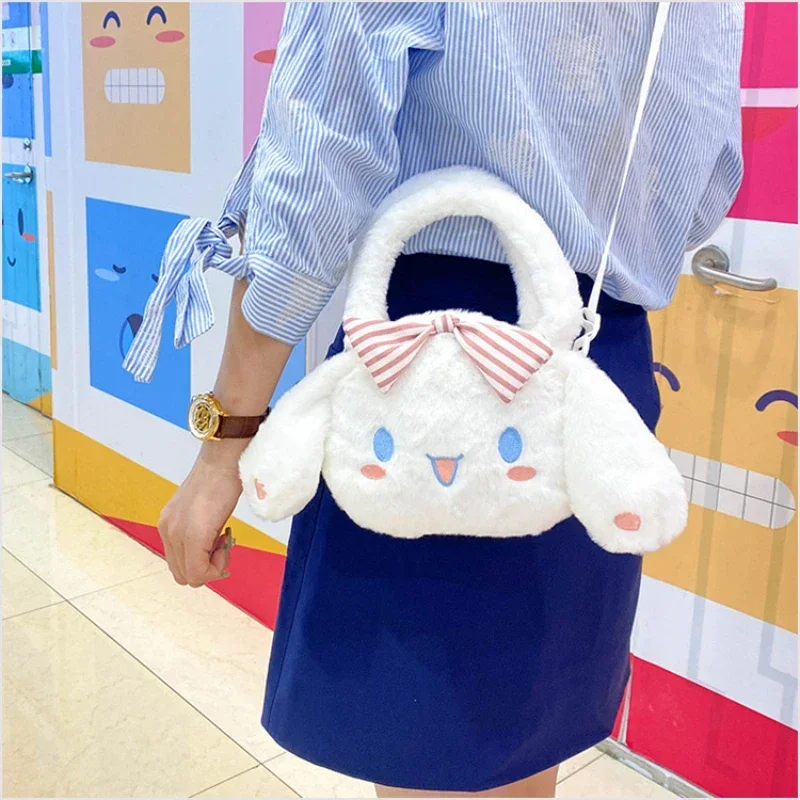 Sanrio Cinnamoroll Cute Plush Fashion Handbag 2023 New Cartoon Multicolor Furry Small Shoulder Bag Messenger Bag Backpack Wallet