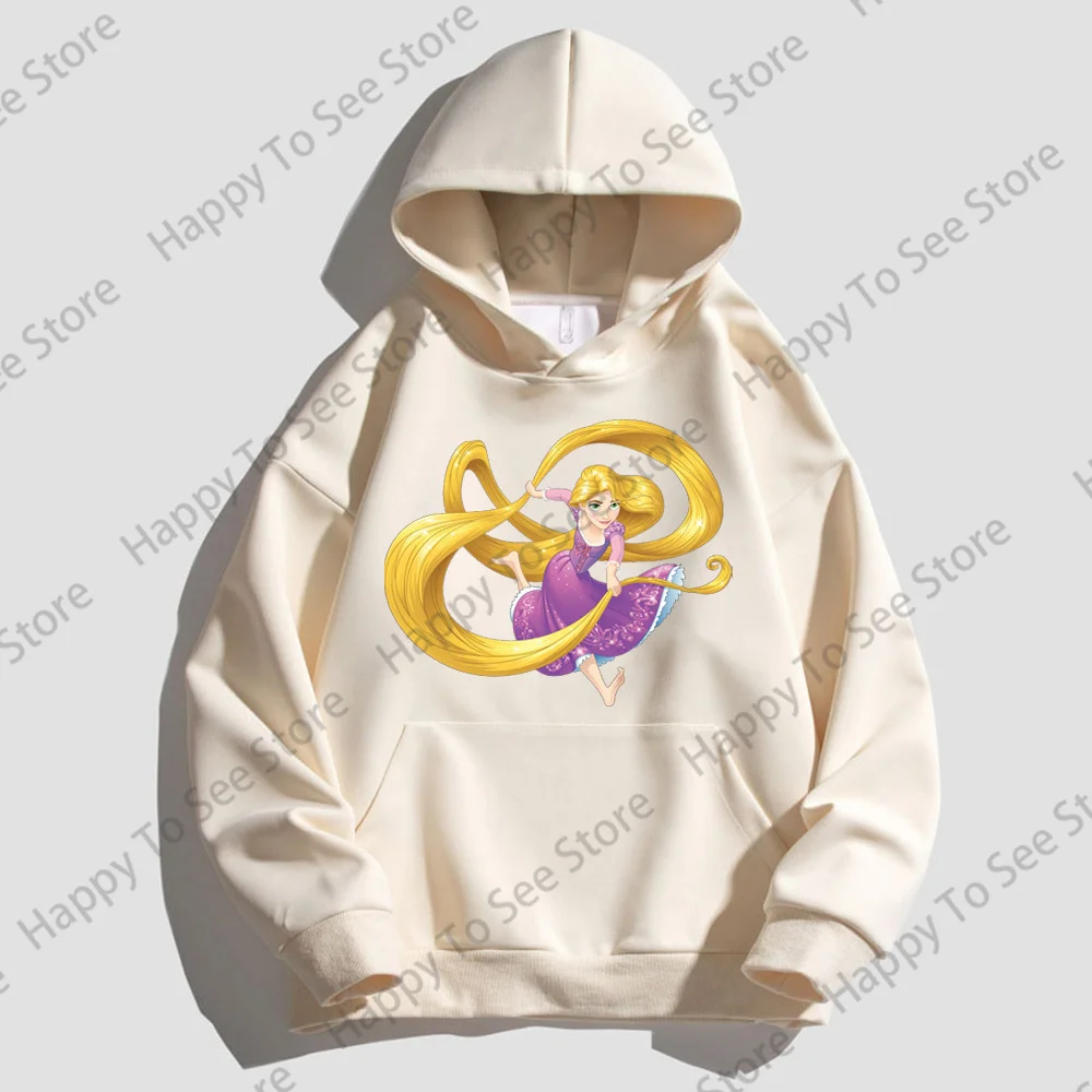 Disney Women\'s Long Hair Princess Pure Cotton Hoodie Spring And Autumn New Cute Long-Sleeved Tops Loose And Comfortable Rapunzel