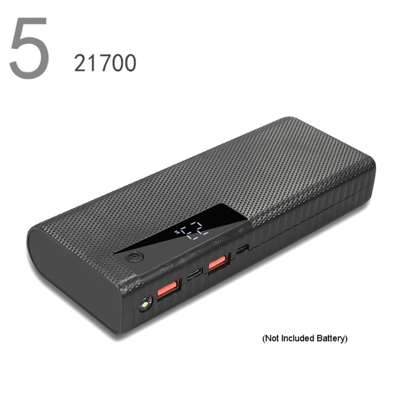Новинка 2022, 5 слотов, внешний аккумулятор 21700 для самостоятельной сборки, внешний аккумулятор 21700, чехол для аккумулятора QC3.0, быстрая зарядка, ЖК-дисплей, чехол для внешнего аккумулятора