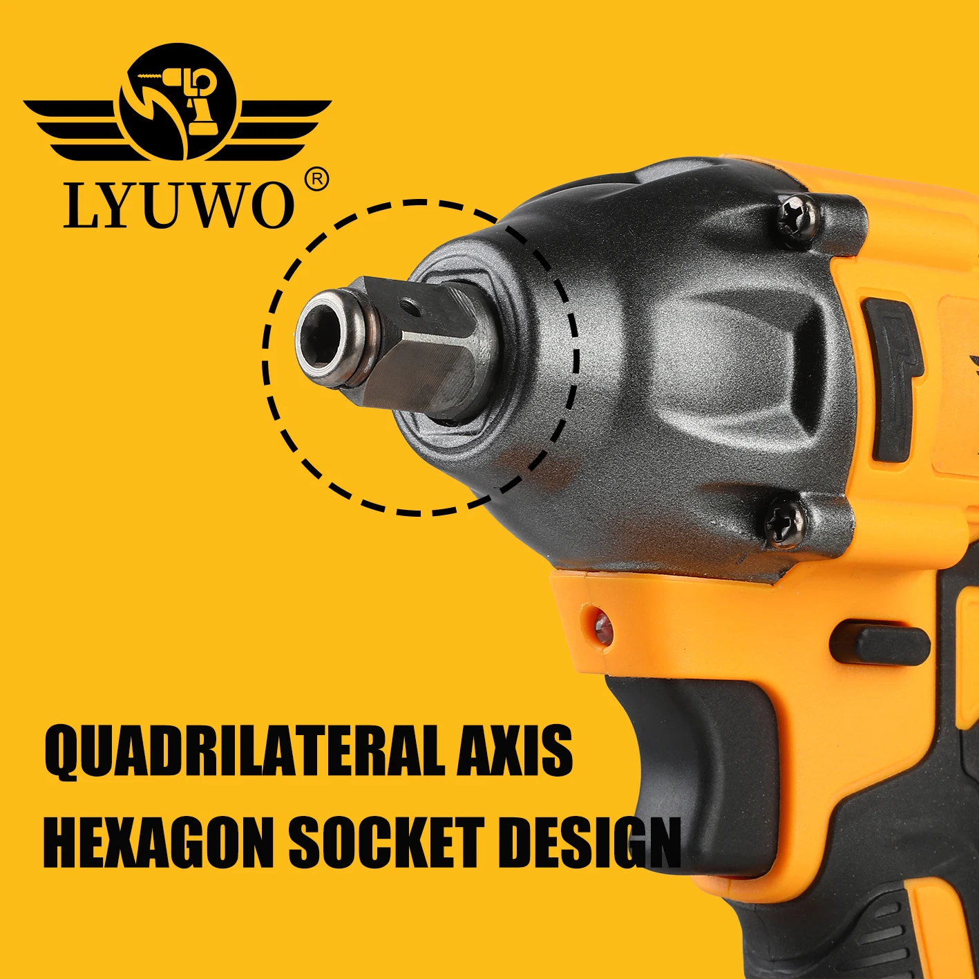 LYUWO Electric Wrench 350NM Brushless Impact Wrench High Torque Automotive Repair Tool, Matched With Makita Battery