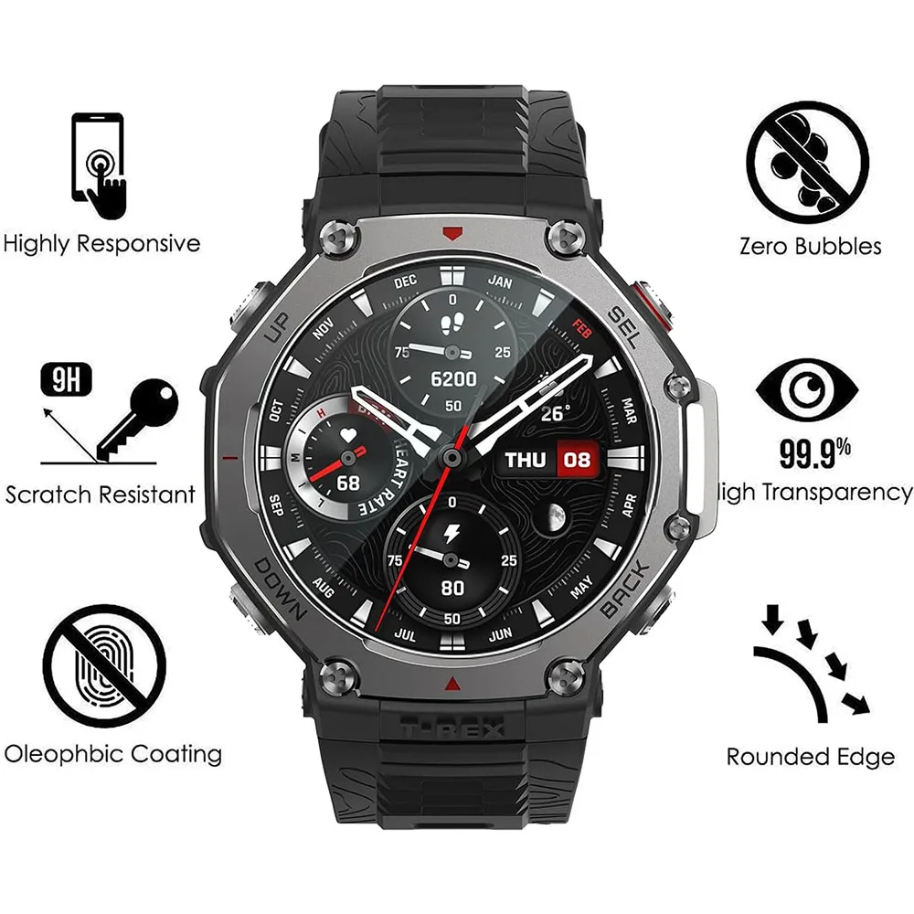 3PCS/lot Screen Protector Tempered Glass For Huami Amazfit T-rex 3 pro 48mm Protective Film T-Rex3 Anti-Scratch Clear HD 2.5D 9H view 4