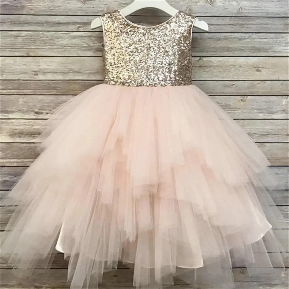 New Flower Girls Dresses High Quality Lace Appliques Beading Ball Gowns Beading Floor Length Pageant First Communion Dresses