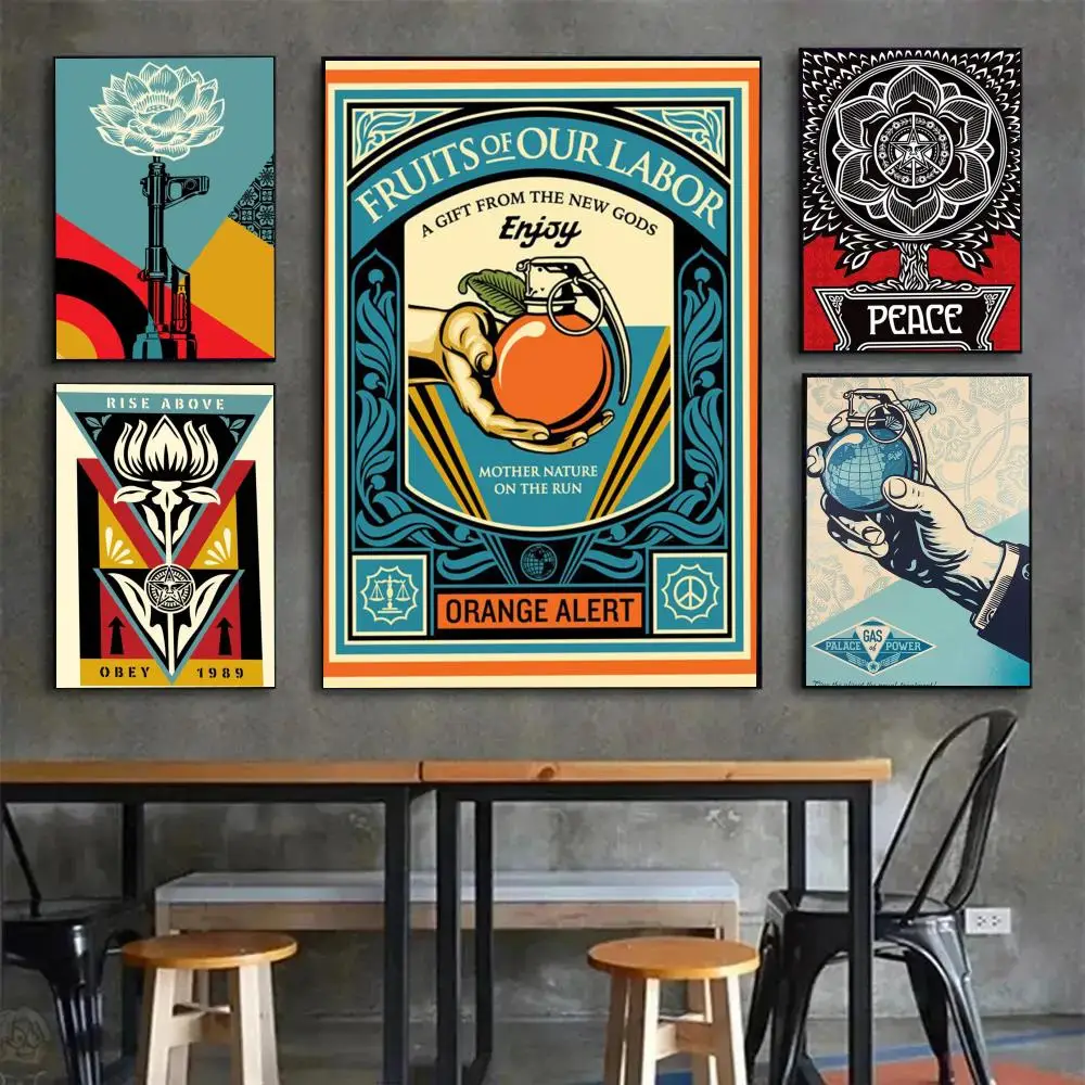 Abstract Street Art Works Shepard Fairey Poster Poster Painting Wall Art Mural for Living Room Home Decor and Gifts