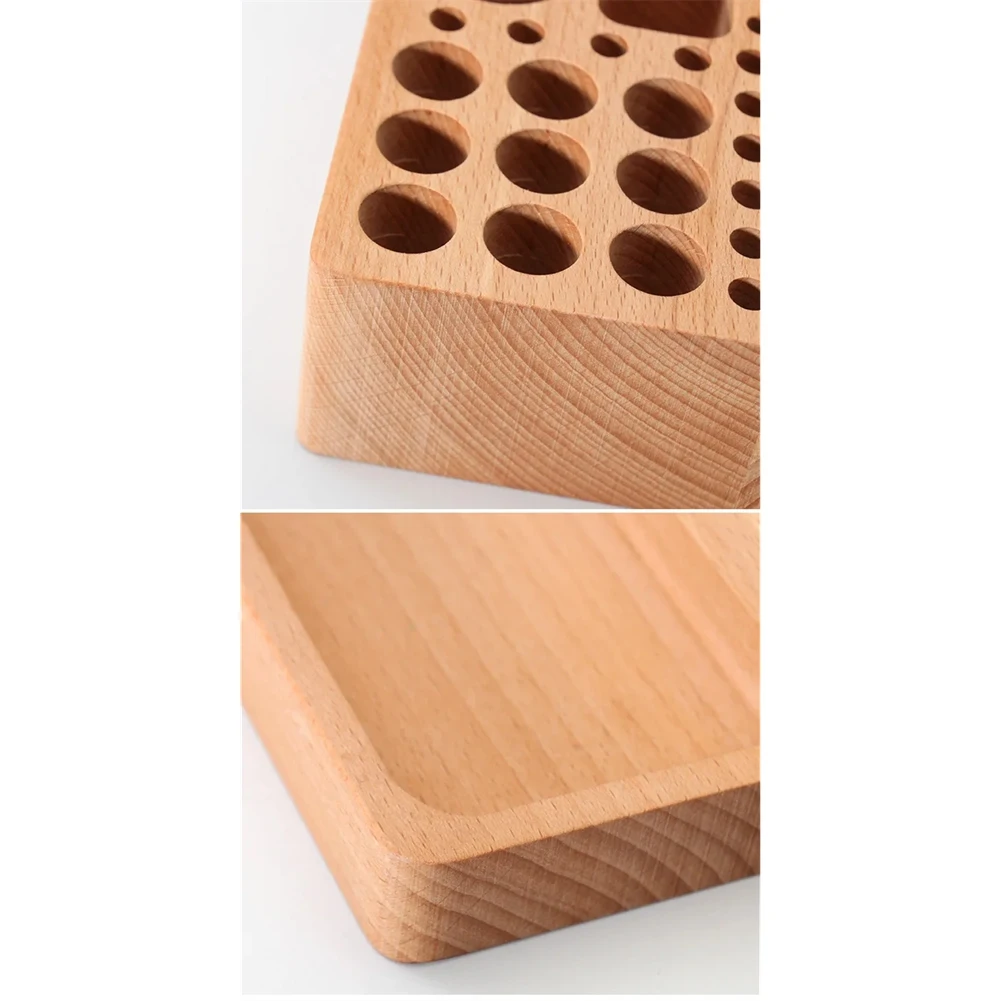 AA14 Handmade DIY Beech Wood Tool Rack Printing Tool Leather Carving Punching Tools Storage Box Leather Making Kit